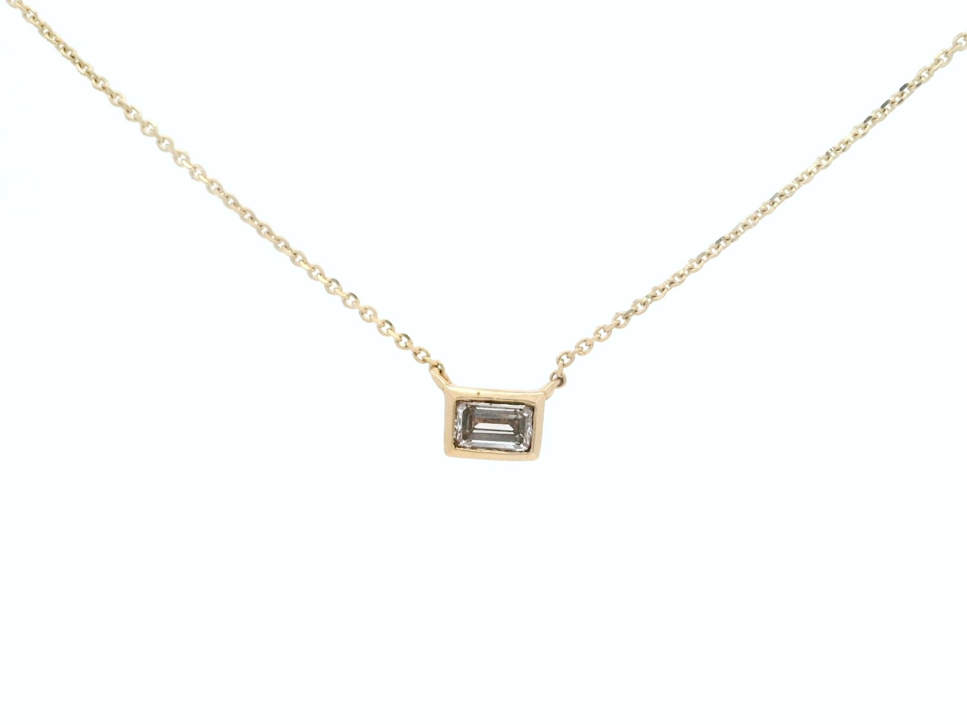 Collar Diamante Esmeralda Solitario