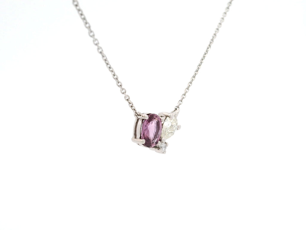 Collar Cluster Triple Zafiro (oval) Diamantes Pera y Redondo