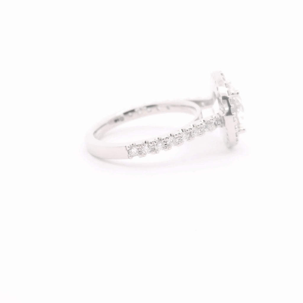 Anillo Brillante 2.13 cts Halo con Churumbela Oro Blanco 14k