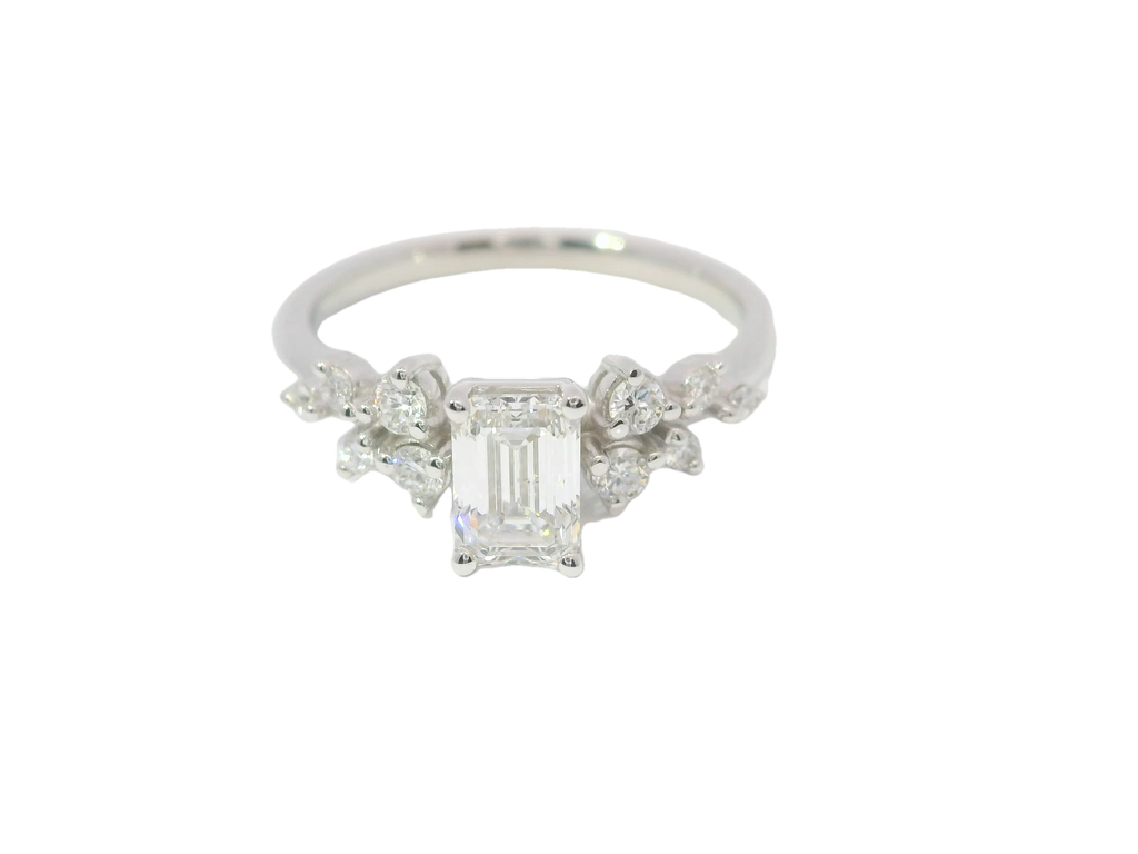 Anillo Emerald 0.74 cts con Churumbela Oro Blanco 14k