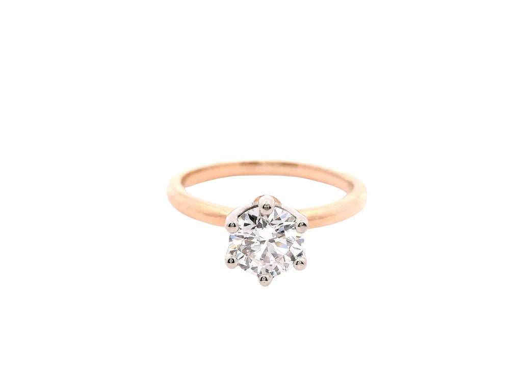 Anillo Brillante 0.96 cts Oro Rosa 14k