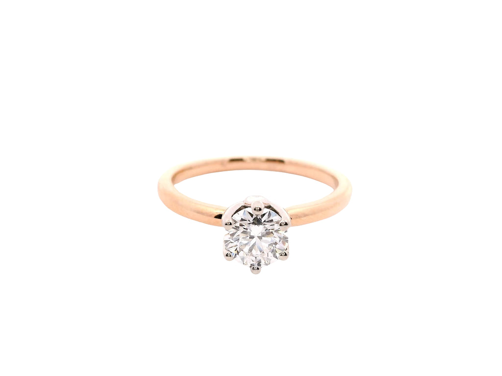 Anillo Brillante 0.65 cts Oro Rosa 14k