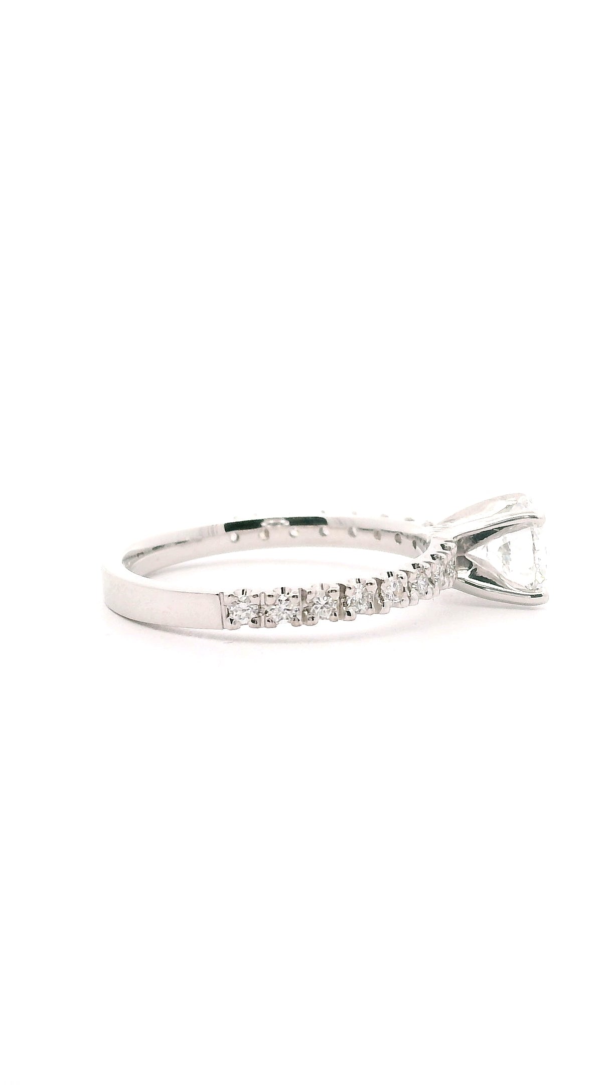Anillo Brillante 0.72 cts con Churumbela Oro Blanco 14k