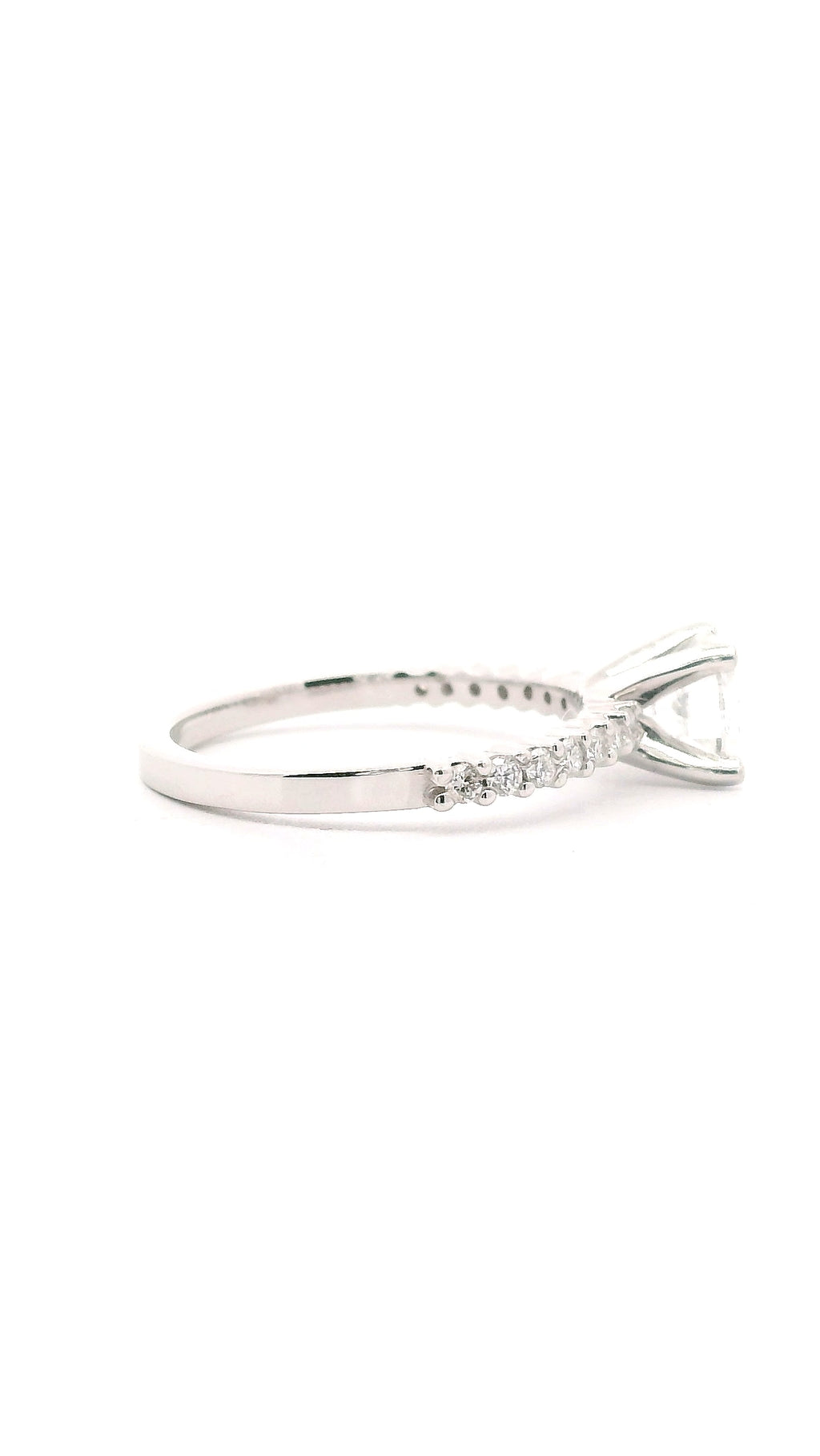Anillo Brillante 0.86 cts con Churumbela Oro Blanco 14k